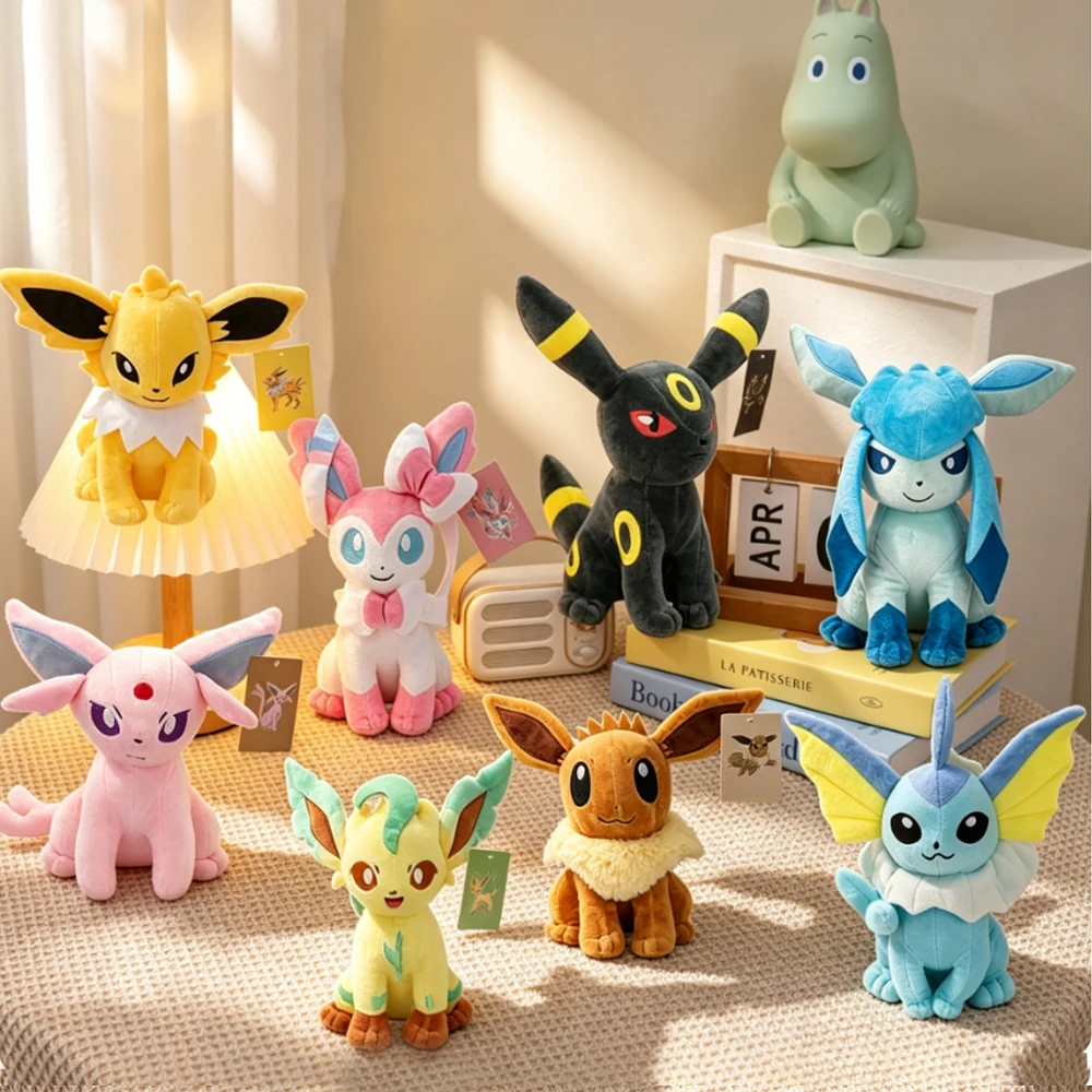 Eevee Family Plush Toy Sylveon Umbreon Espeon Leafeon  Jolteon Cartoon Anime Soft Stuffed Doll Christmas Halloween Gifts