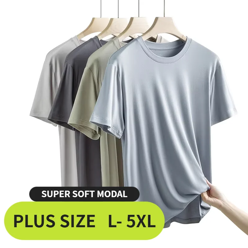 94% Modal 6% Spandex Summer Short Sleeve T-shirt Men Crew Neck Solid Color Casual Underwear Brand High Quality Mens Clothing New