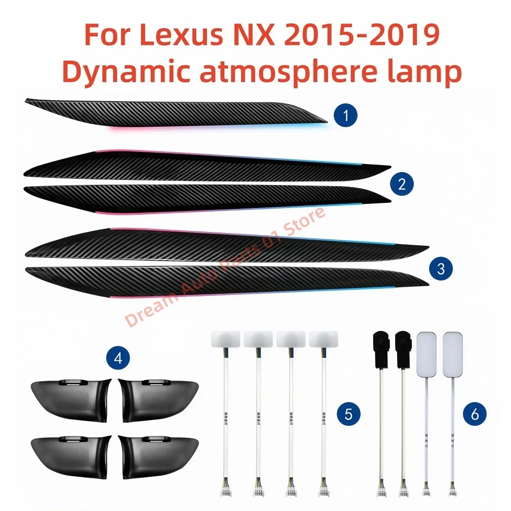For Lexus NX Atmosphere Lamp Automotive Interior Lighting Upgrade Ambient Light Car Modification Parts Carbon Fiber Stripe Trim