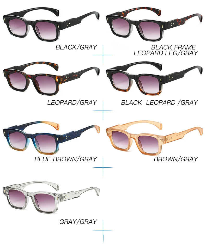 2025New Mann Frau Sonne Lesebrille Platz Mode Vielseitig Trend Anti-blau Licht Leser Gradienten Brillen Unisex Brillen – Detail 10