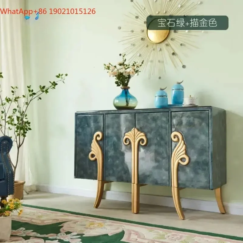 Modern light luxury dining side cabinet American neoclassical solid wood partition decorative cabinet  FT