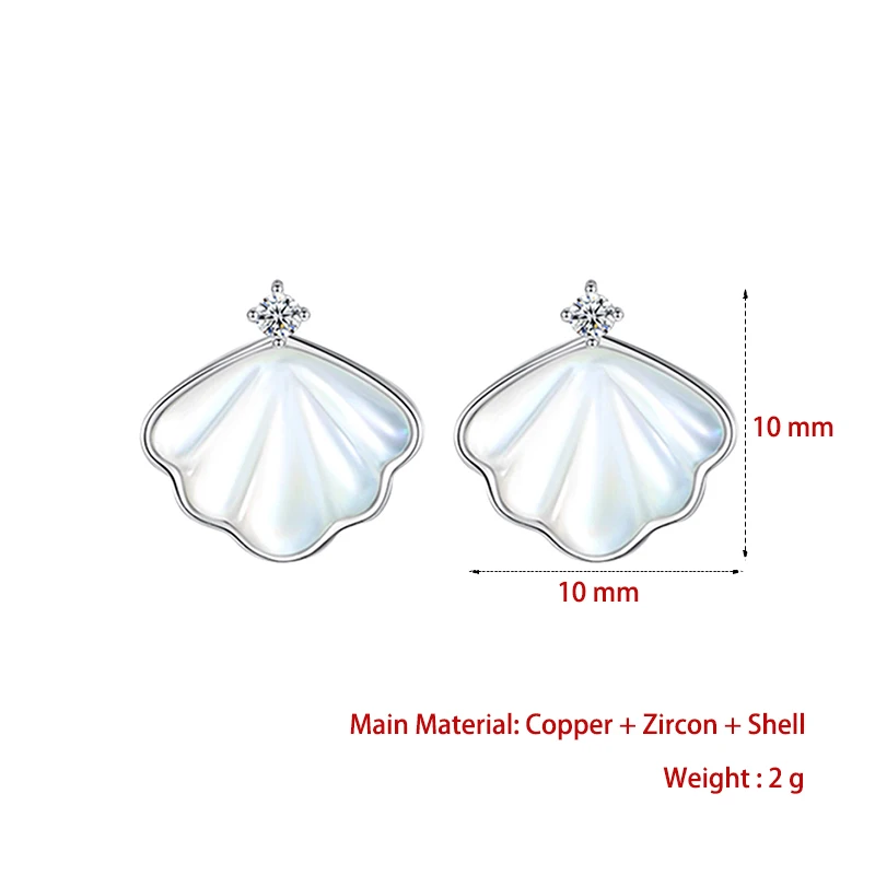 New Fashion Simple Style Mini Leaf Stud Earrings For Women Crystal Zircon Shell Female Little Literary Earring Jewelry Best Gift