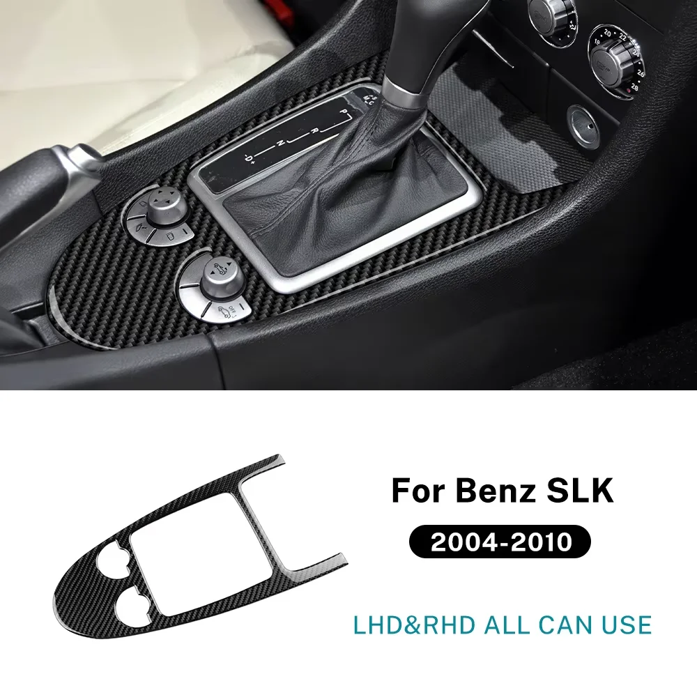 Auto-Mittelkonsole Schalthebel für Mercedes Benz SLK R171 2004 2005 2006 2007 2008 2009 2010 Echte Weiche Carbonfaser-Zierleiste Aufkleber