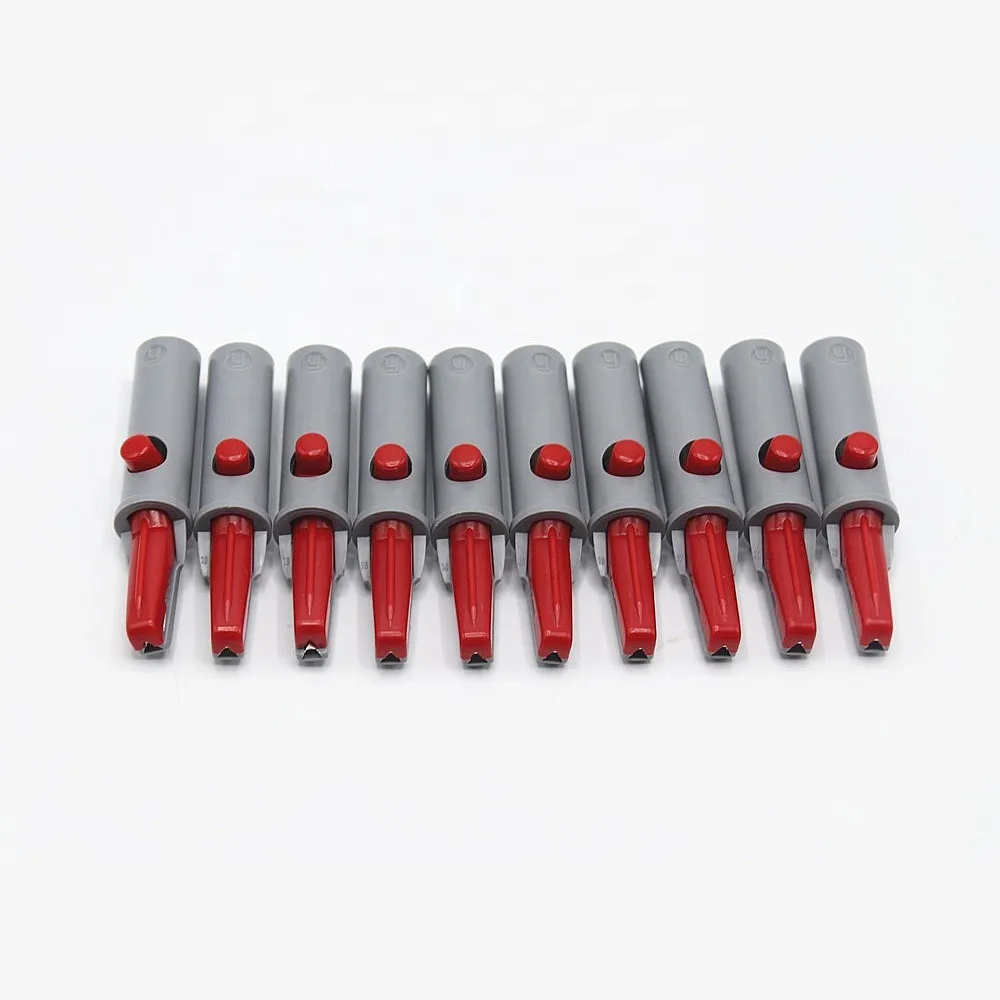 4.0 Multi-function  Banana Alidater Clip Adpter ECG Tab Adapter Adult Limb Clamp 10 Pcs/set Red