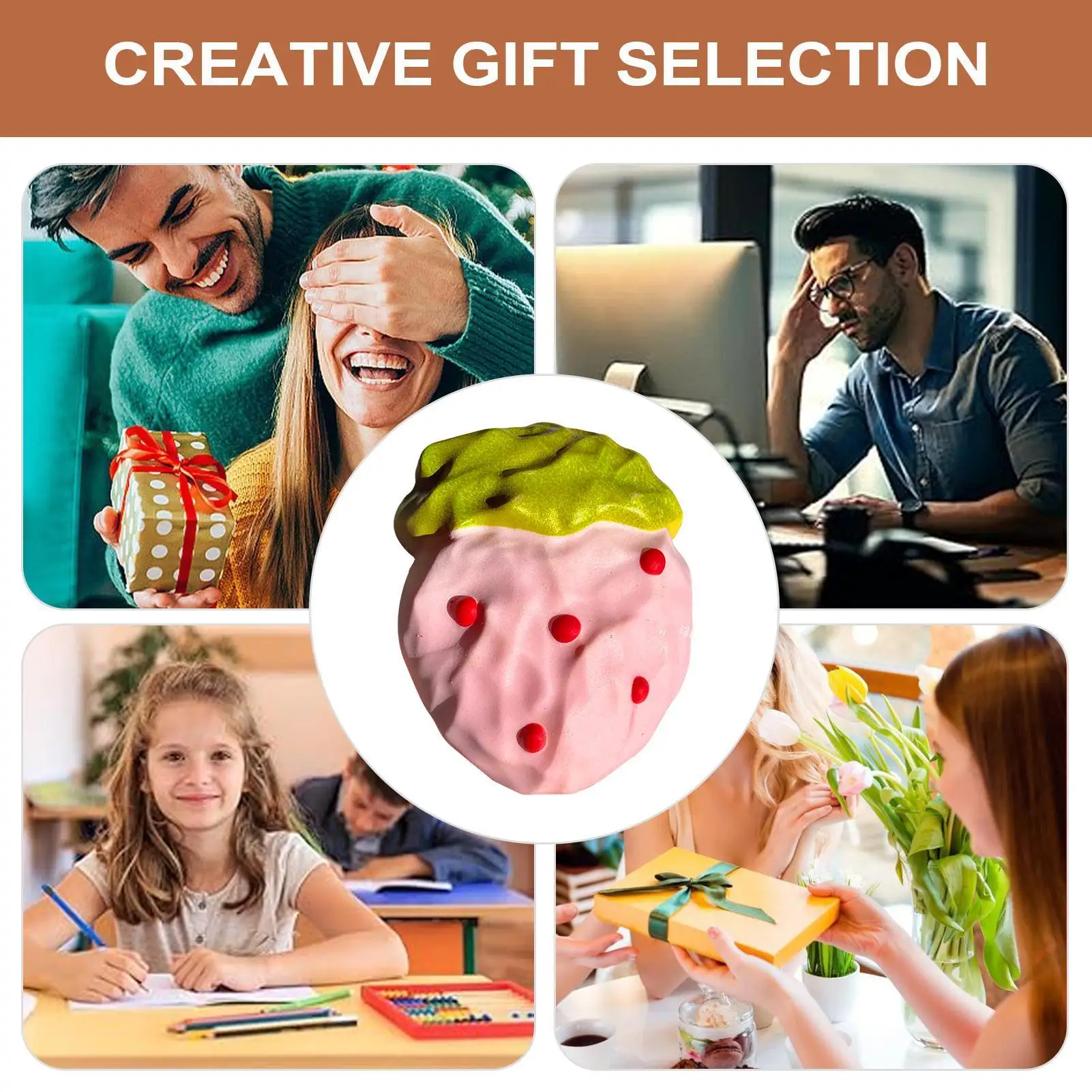 Spremere giocattoli morbidi non appiccicosi elastici alla fragola agitarsi giocattoli per adulti adolescenti bambini donne uomini ragazzi ragazze vacanze di compleanno