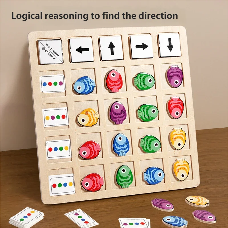 Gowinbaby Wooden Montessori Toys for Kids, Logical Thinking Training, Color & Direction Cognition, Educational Battle Board Game