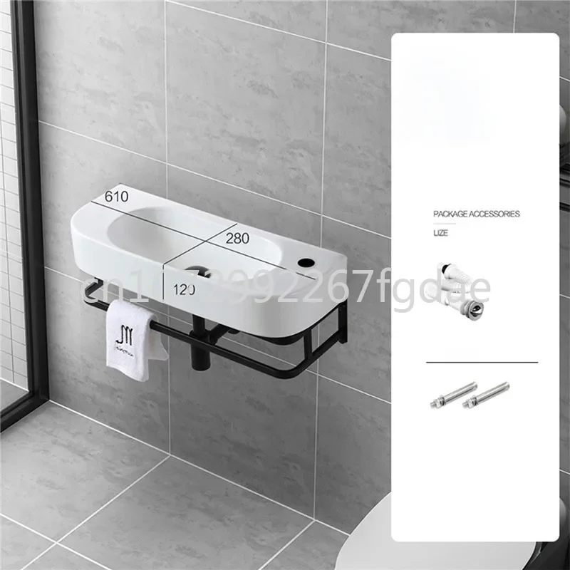 Ceramic Wash Basin Balcony Wash Basin Bathroom HangingSmall Apartment Bracket Wash Basin Wall Mounted Sink