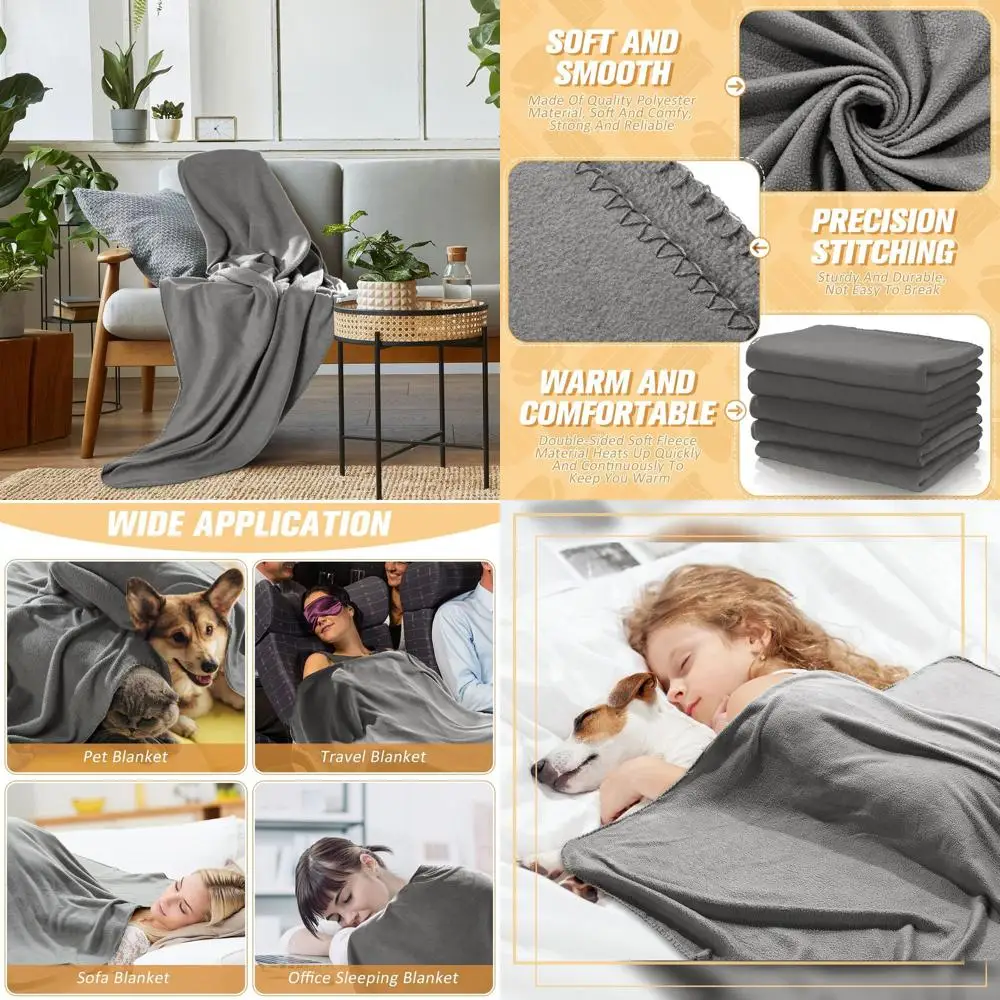 

Bulk 50x60 Double-Sided Ultra Soft Fleece Blankets, Lightweight & Warm, Ideal for Travel, Home, Office, Weddings & Outdoors (Gra