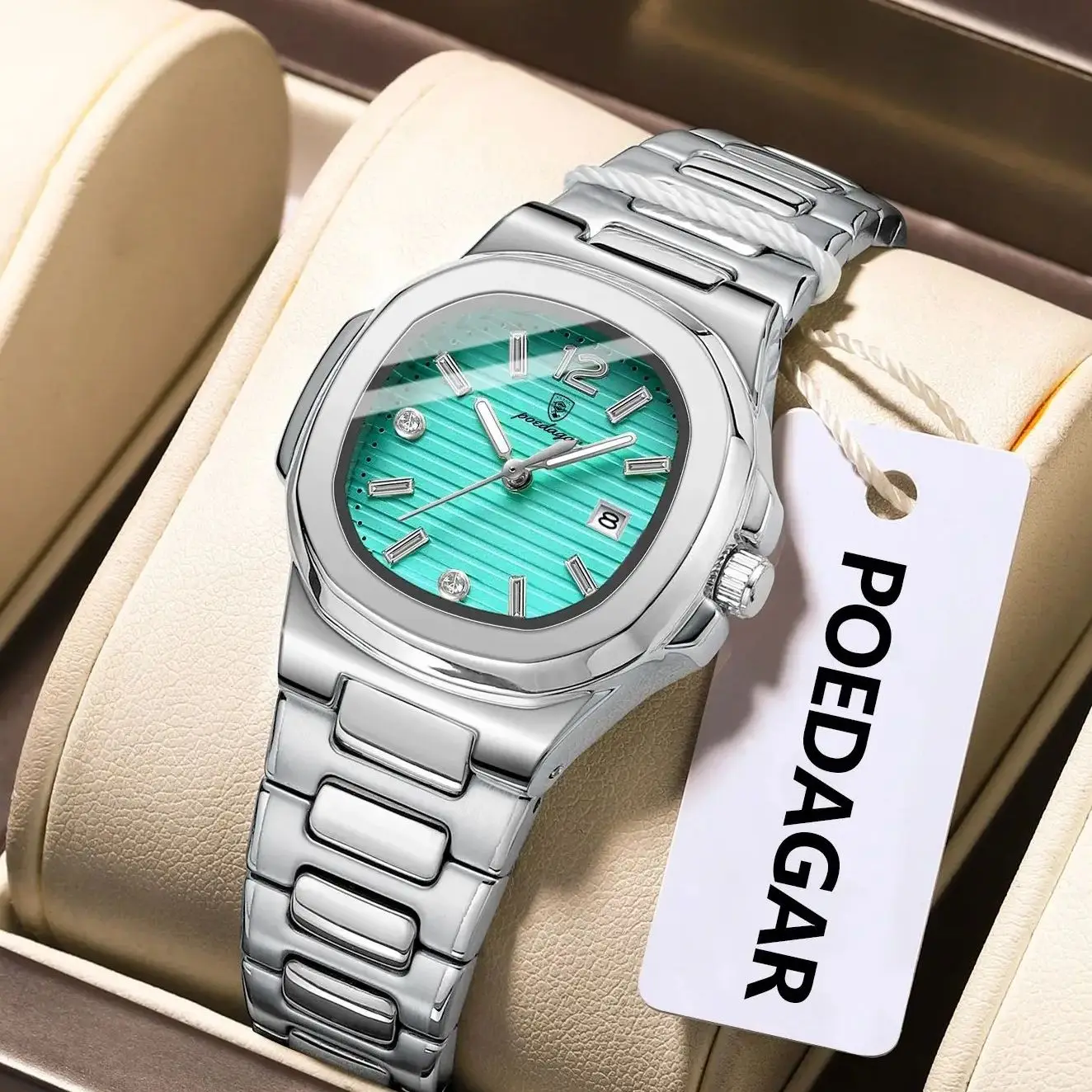 POEDAGAR Top Elegant Ladies Watch Luminous Waterproof Date Square Wristwatch For Woman High Quality Quartz Women's Watches Reloj