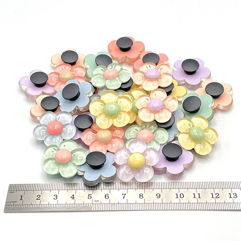 12Pcs Designer Colorful Flowers Shoe Decoration Cute Charms For Clogs Fashion Shoe Pins Women\'s Slippers Accessories DIY Parts