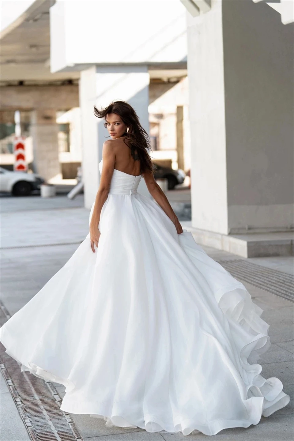 Customized Elegant Sweetheart Neck Pearl Tank Chiffon  2024 Wedding Dresses for woman Court Train Bridal Gowns Vestidos De Noiva