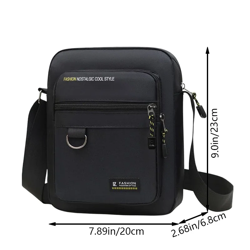 Men's Crossbody Bag Water Resistant Nylon Shoulder Purse Multi Pocket Casual Messenger Bag for Daily Commute Travel Outdoor