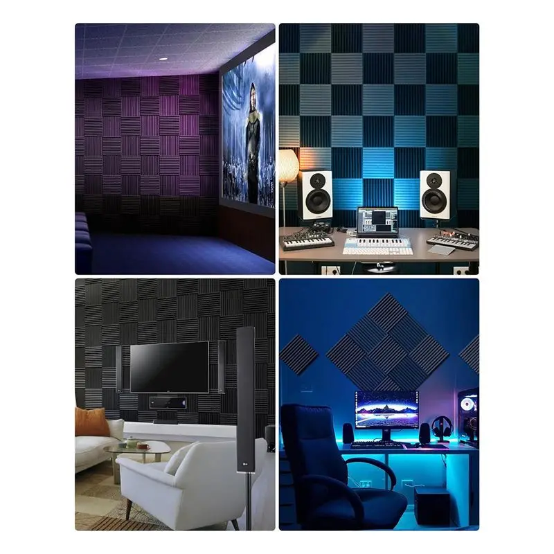 HLZS-24 Pack Acoustic Foam, 1 Inch X 12 Inch X 12 Inch Self-Adhesive Soundproof Wall Panels, For Walls,Home,Studio Durable