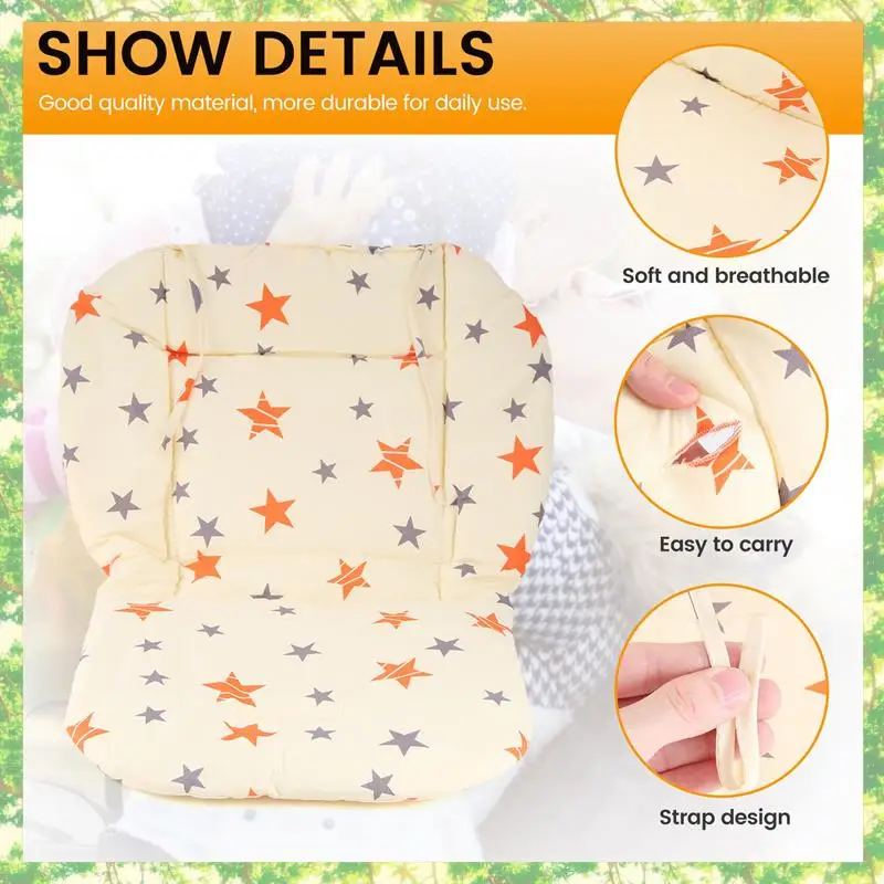 

T84C-Baby Stroller Seat Pad Universal Baby Stroller High Chair Seat Cushion Liner Mat Cotton Soft Feeding Chair Pad Cover