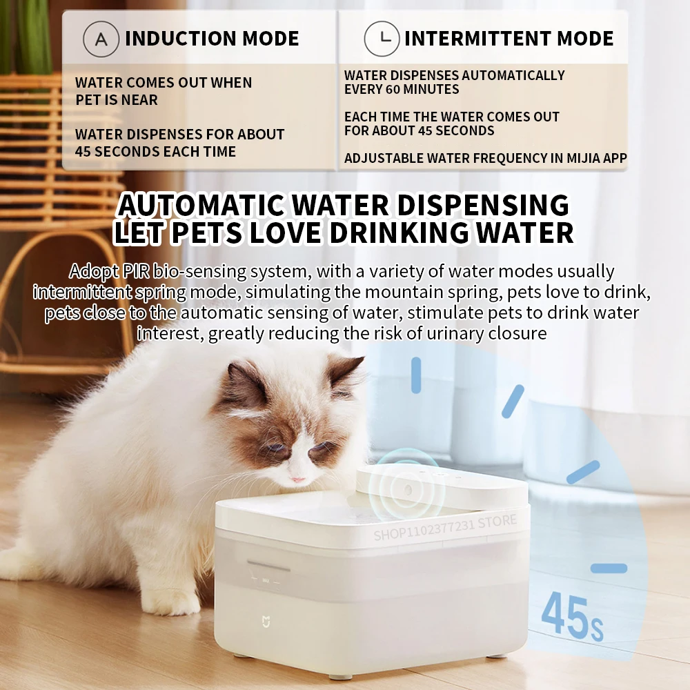 Xiaomi Wireless Smart Pet Water Drinking Dispenser Fountain Dog Cat Automatic Pet Mute Drink Feeder Bowl Works with Mijia APP