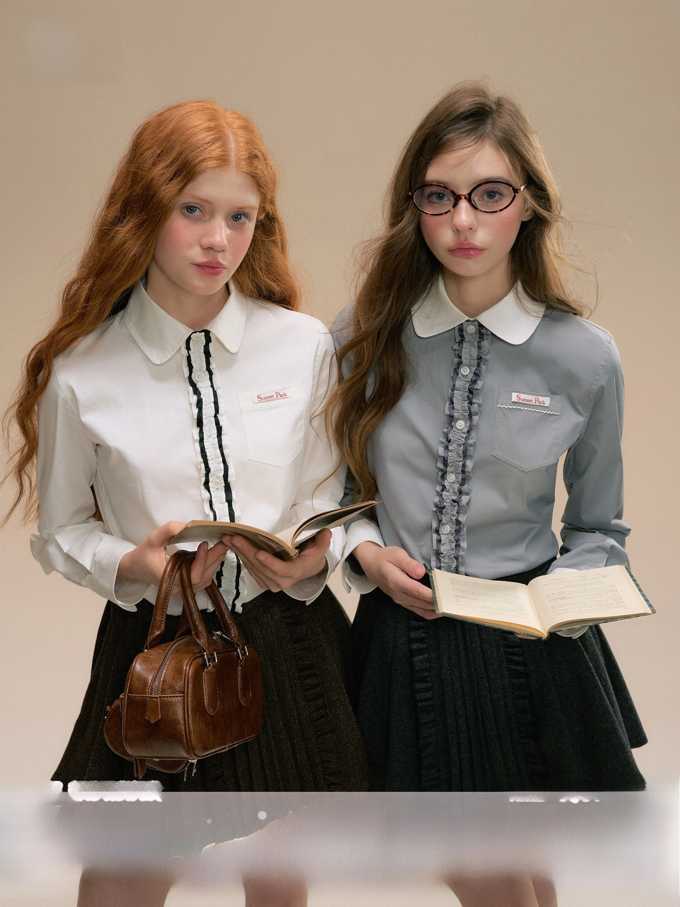 

Хлопковая дышащая футболка с длинным рукавом SunsetPark College с цветными вставками и съемной деревянной отделкой, приятная для кожи, модная, для девочек