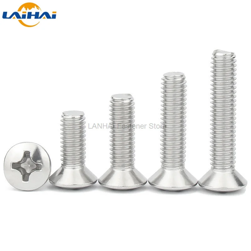 

10/50pcs M2 M2.5 M3 M4 M5 M6 GB820 DIN966 A2-70 304 Stainless Steel Cross Phillips Raised Countersunk Head Half Oval Screw Bolt