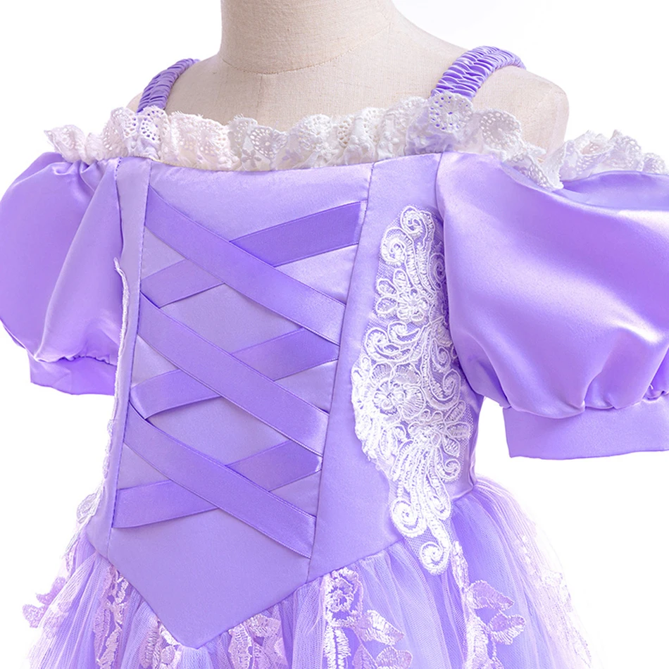 Disney Princess Tangled Cosplay Costume para meninas, Rapunzel, Filme, Crianças, Festa de Carnaval, Aniversário, Vestido de Natal, Luz LED