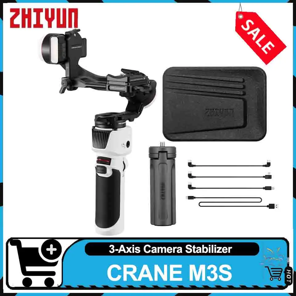 

ZHIYUN CRANE M 3S Camera Stabilizer Handheld Gimbal with Fill Light 2700-6500K 1.22inch Screen for Vlog Shooting