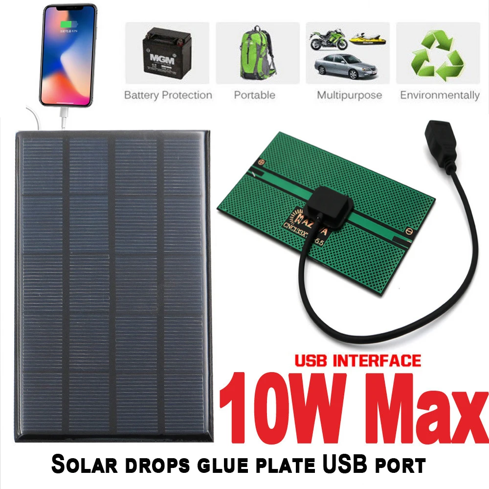 USB Solar Panel Outdoor 6W 6V Portable Solar Charger Pane Climbing Fast Charger Polysilicon Travel DIY Solar Charger Generator