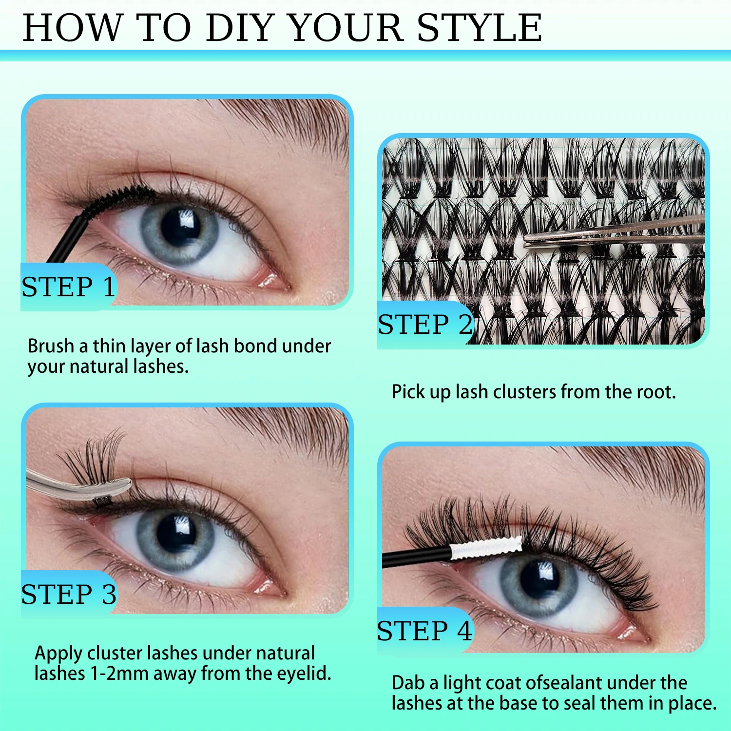 AILAISHI LASH DIY Eyelashes Kit 320pcs Cluster Lashes 30D+40D Waterproof Bond and Seal with Remover Tweezer Premade Fan Lashes