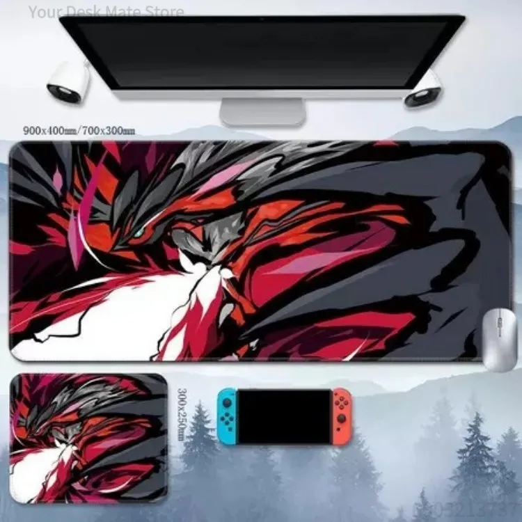 Bold Brushstroke Monster Gaming Desk Mat,Dynamic Rush Battle Art Large Mousepad,Thick Anti-slip Lock Edge Keyboard Pad for Gamer