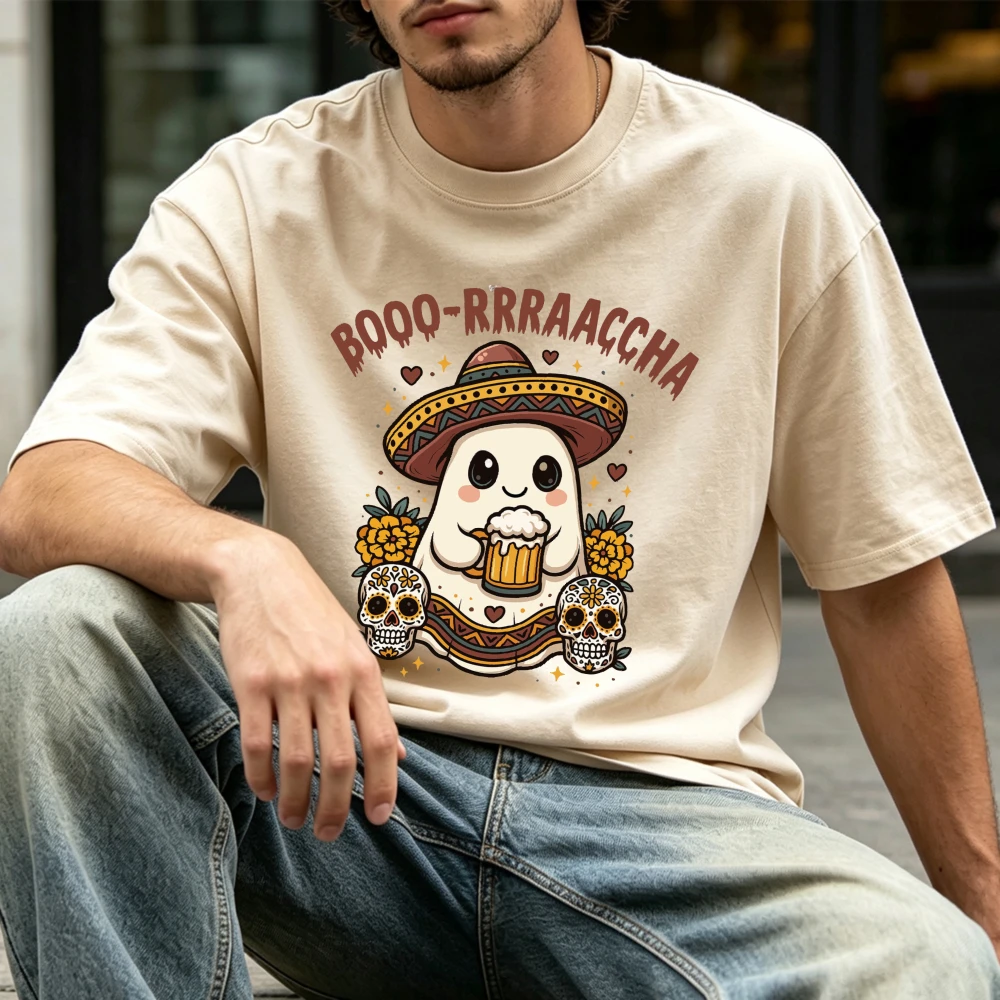 Mexican Halloween Party T Shirt Unisex Soft Cotton Funny Drinking Ghost Sugar Skull Graphic Tee Men Women Short Sleeve Clothing