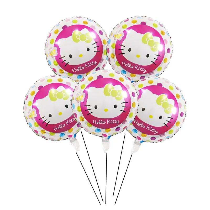 5pcs Pink Hello Kitty Aluminum Foil Balloon Girl Birthday Party Helium Air Globos Decoration Baby Shower Cartoon KT Ballon Toys