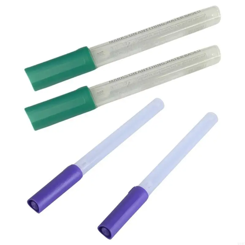 2PCS รีเติมเพ็นสีเปล่าสีปากกาอะคริลิคเครื่องหมายว่างเปล่ารอบปลายปากกาว่างเปล่าสำหรับการวาดภาพบนกระดาษไม้เซรามิก