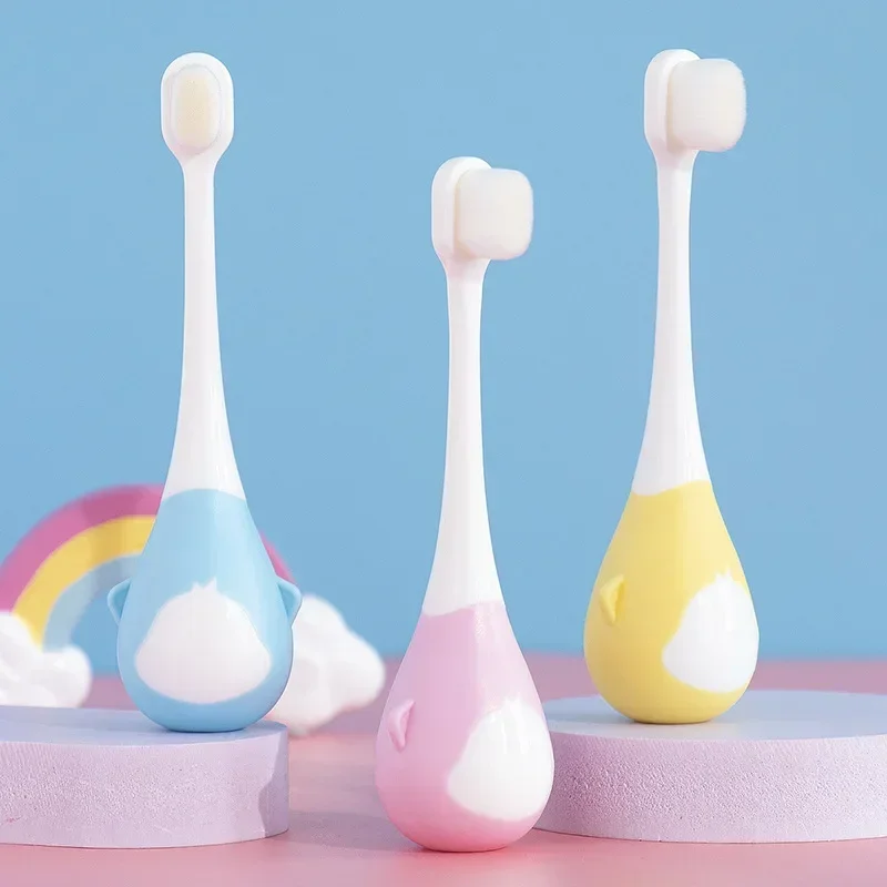 فرشاة أسنان محمولة مضادة للبكتيريا ومضادة للحساسية، فرشاة أسنان ذات شعيرات ناعمة للأطفال، كارتون البطريق الصغير #2