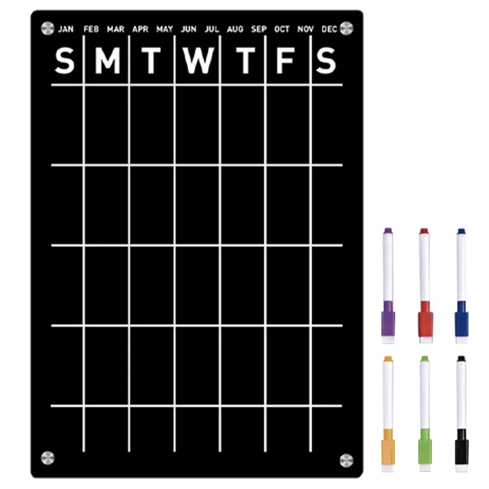 1Set Lavagna magnetica in acrilico Cancellabile a secco Lavagna per frigorifero Programma settimanale giornaliero Memo Messaggio magnetico Lista delle cose da fare per il frigorifero