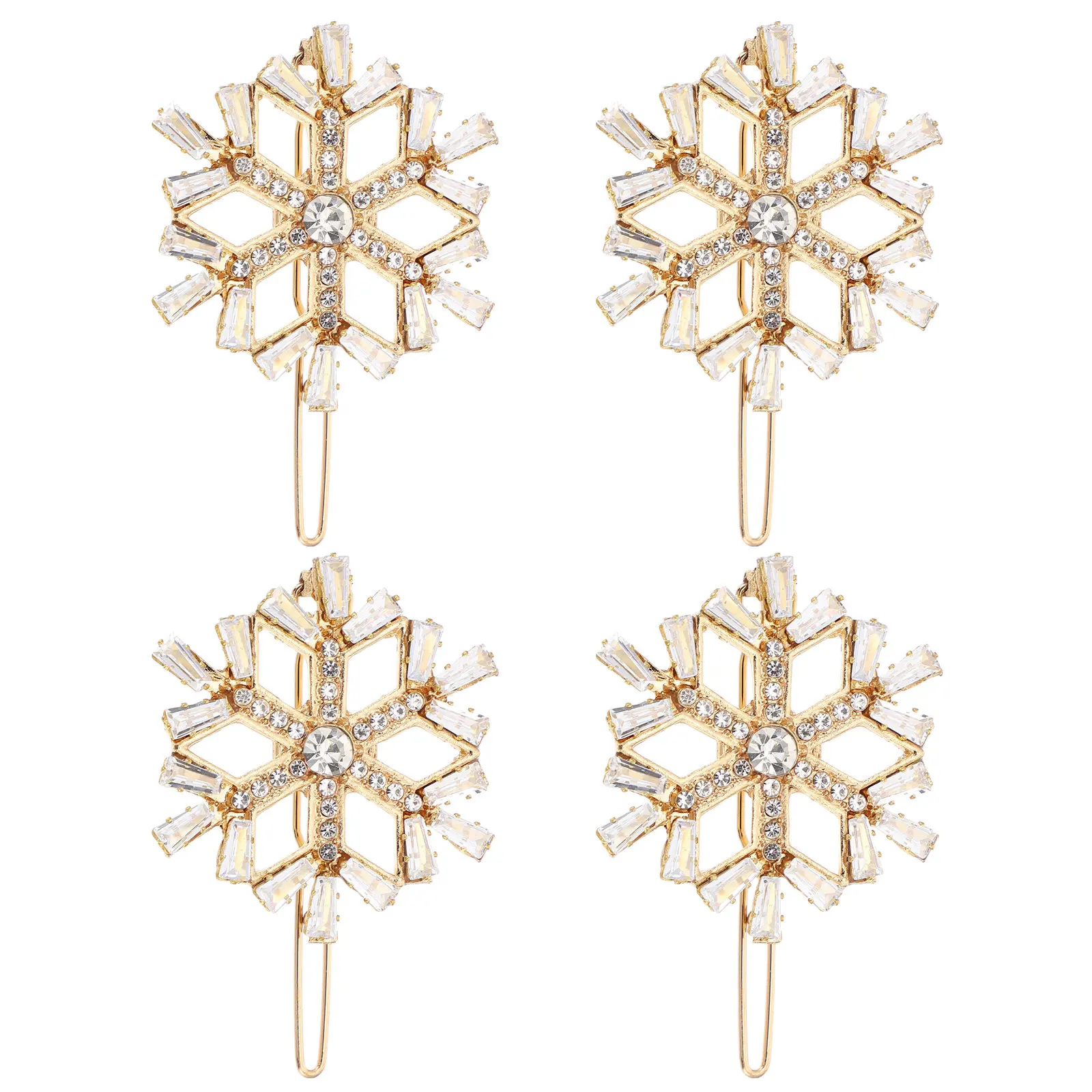 

4 шт. заколки для волос в виде снежинок, рождественские заколки, праздничные украшения для волос для женщин и девочек, для праздничных вечеринок