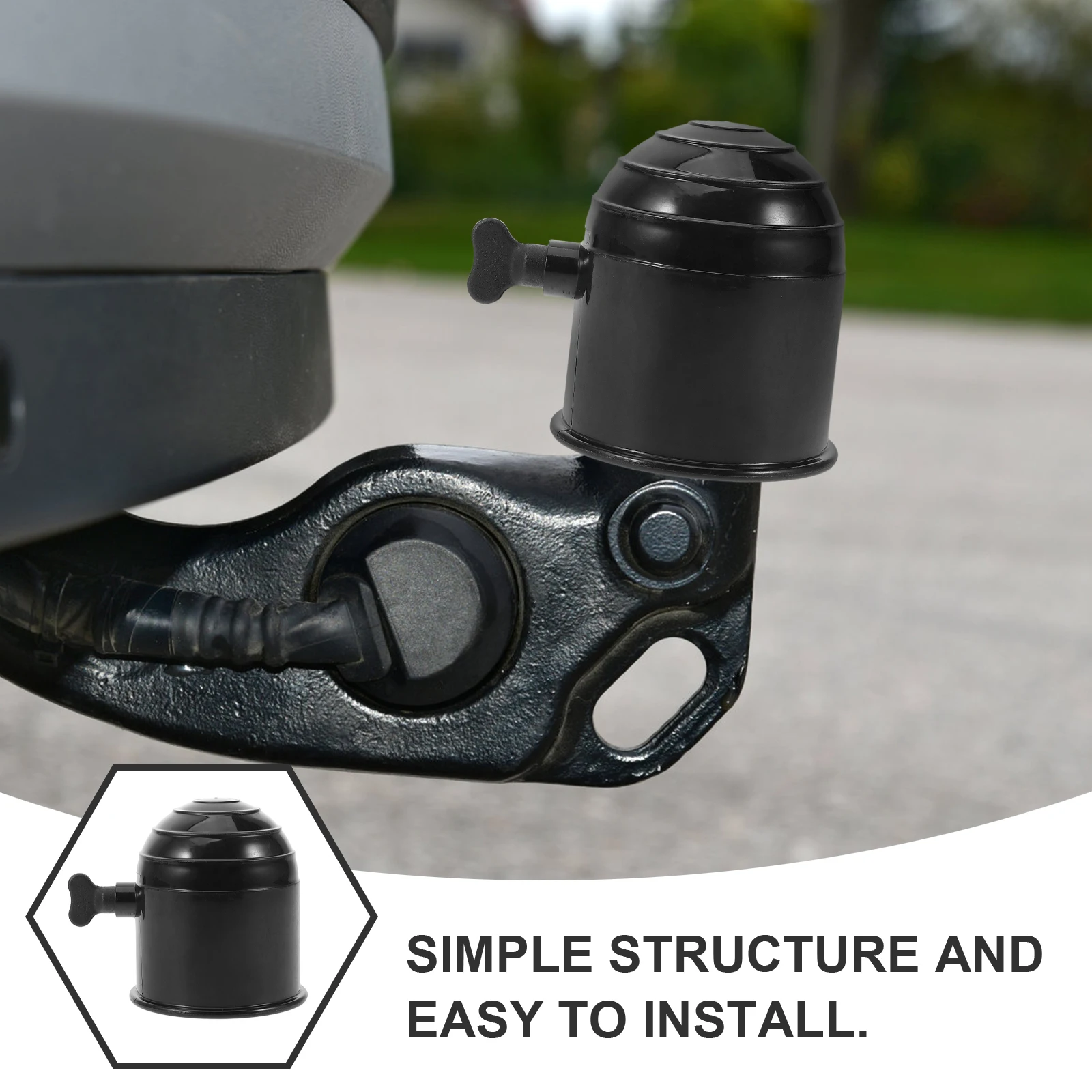 

Black Plastic Ball Head Protective Cover Waterproof Dustproof Hitch Towing Protector Cap for Trailer Rv Car Accessories