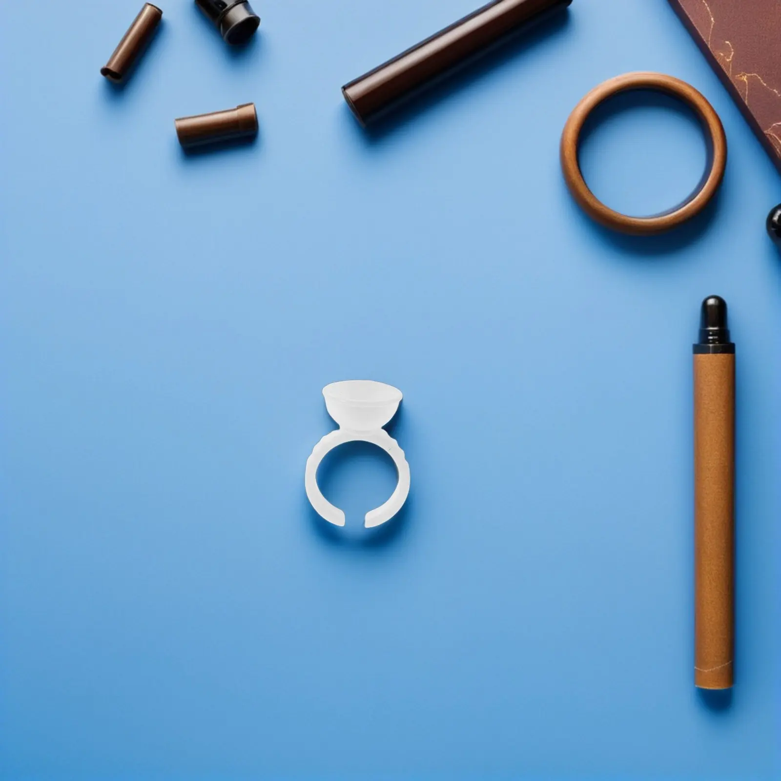 

500 шт. одноразовых белых пластиковых колец-держателей для тату-машинок без разделителей, для наращивания ресниц, клея для ресниц, нейл-арта