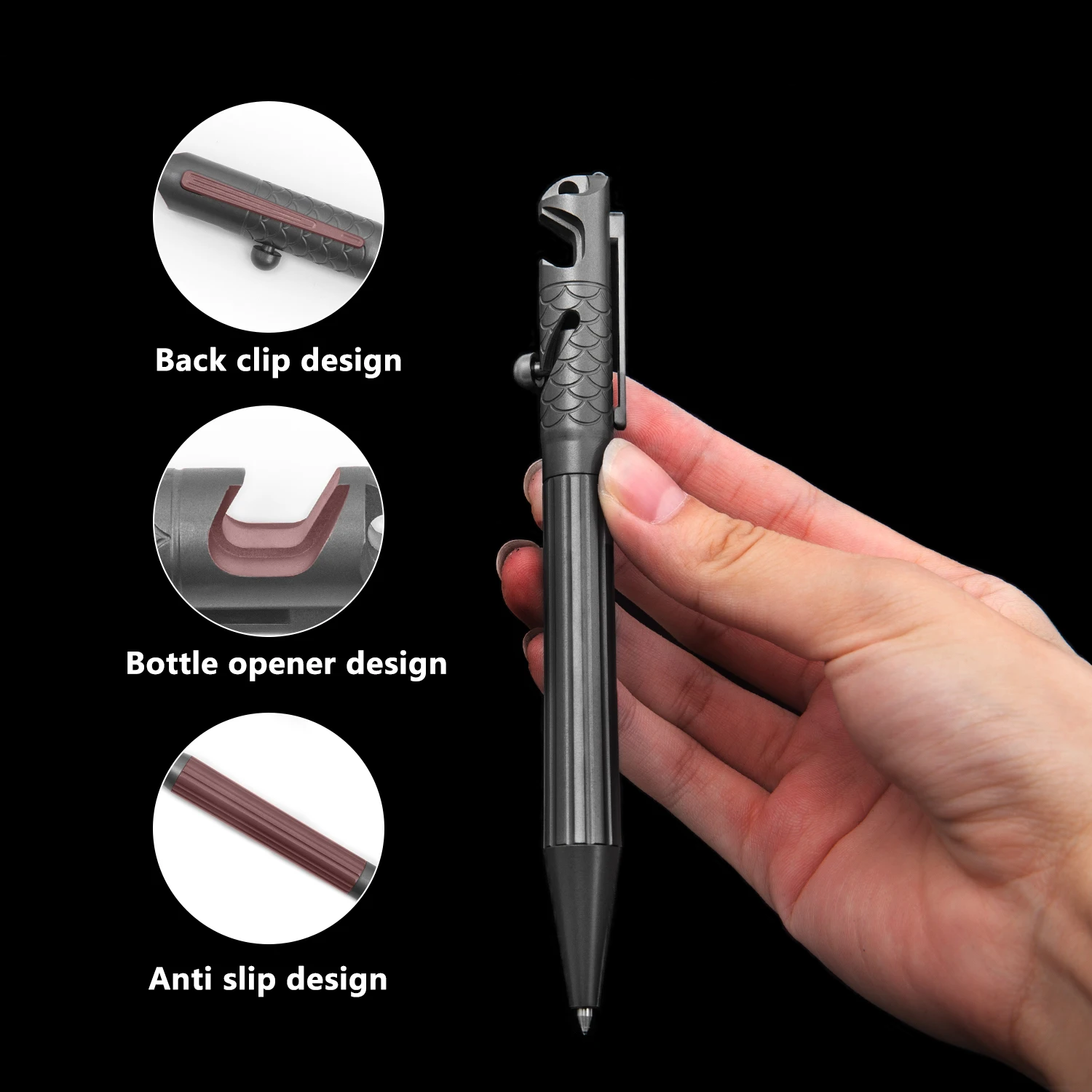 Imagem -04 - Titanium Alloy Multifuncional Edc Ferramentas Caneta de Autodefesa Caneta Tática Escrita Abridor de Garrafas Neutro Presente Função Escritório