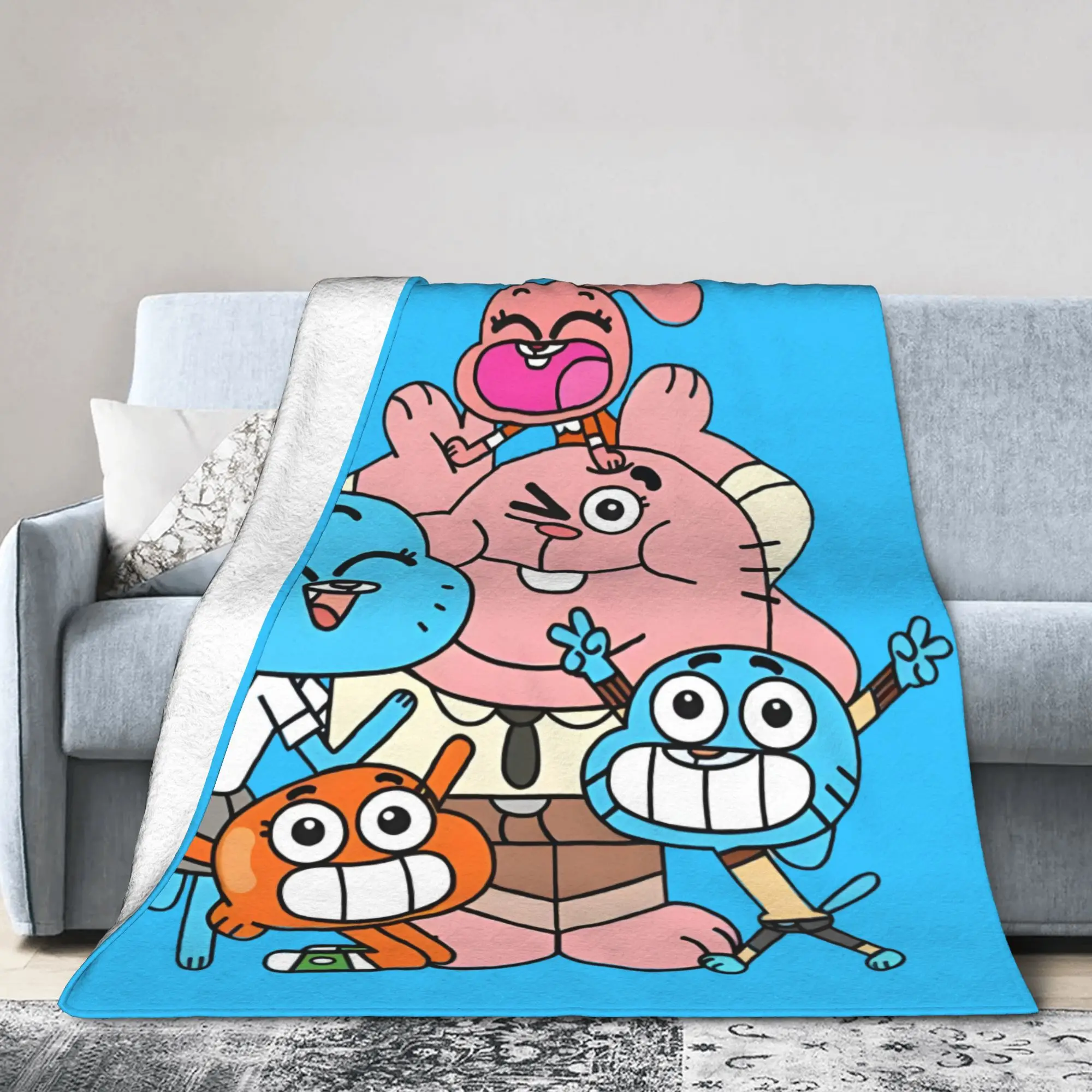 The Watterson Family Cartoon Gumballs  Fleece Blankets  Awesome Throw Blankets for  Sofa Bedding Lounge 125*100cm Bedspread,