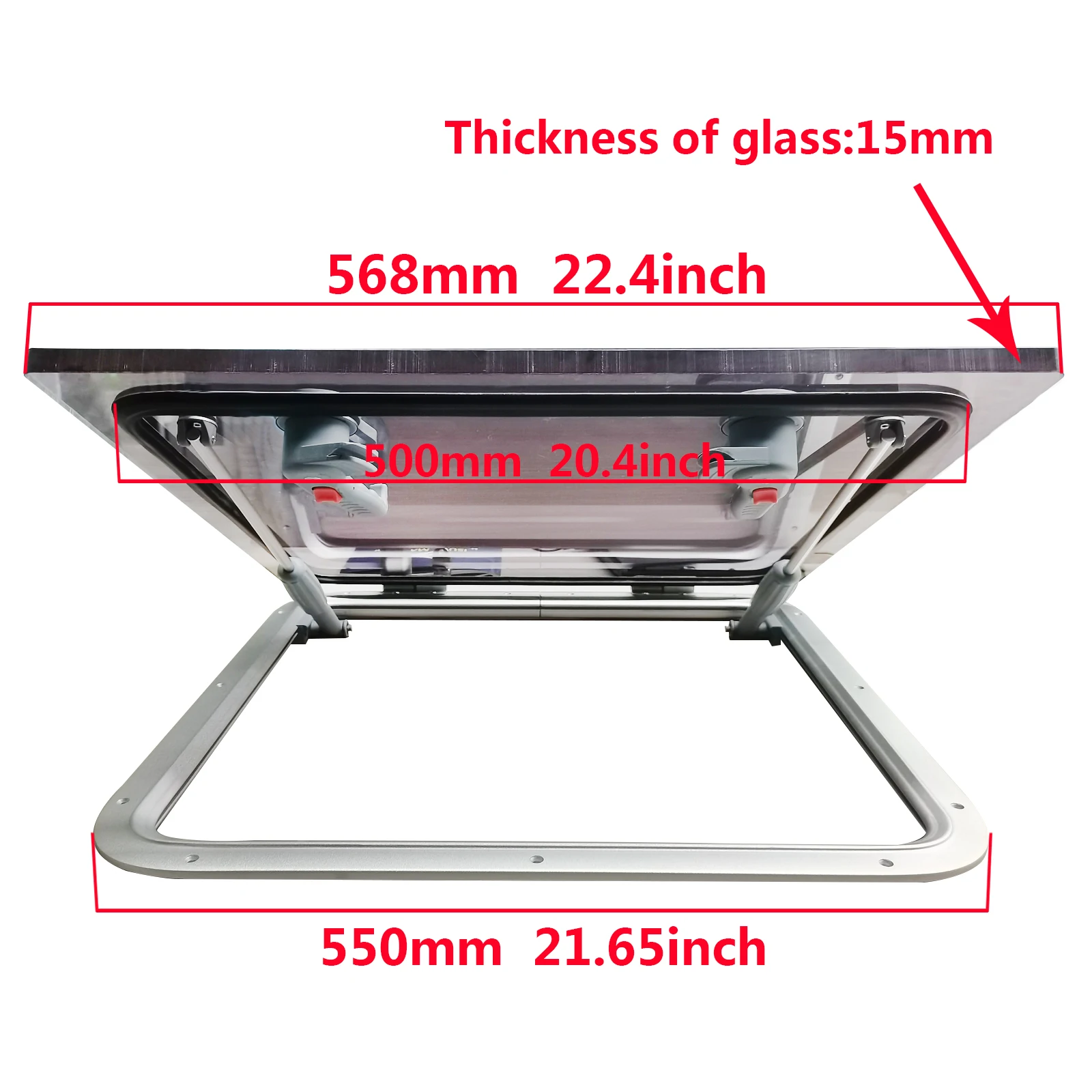 Aluminium Boat Window Portlight Square Hatch Porthole Window With 500mm Tempered Glass Boat Accessories