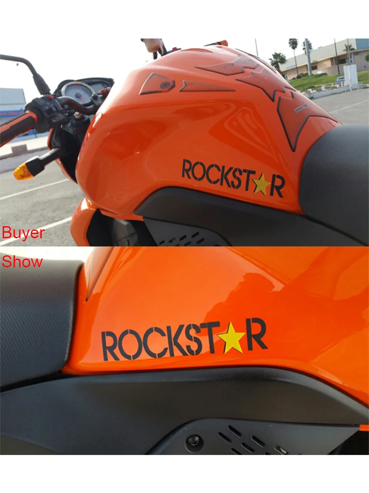 Rockstar الطاقة الشراب ملصق الدراجات النارية الجناح مرآة 15x7.5cm