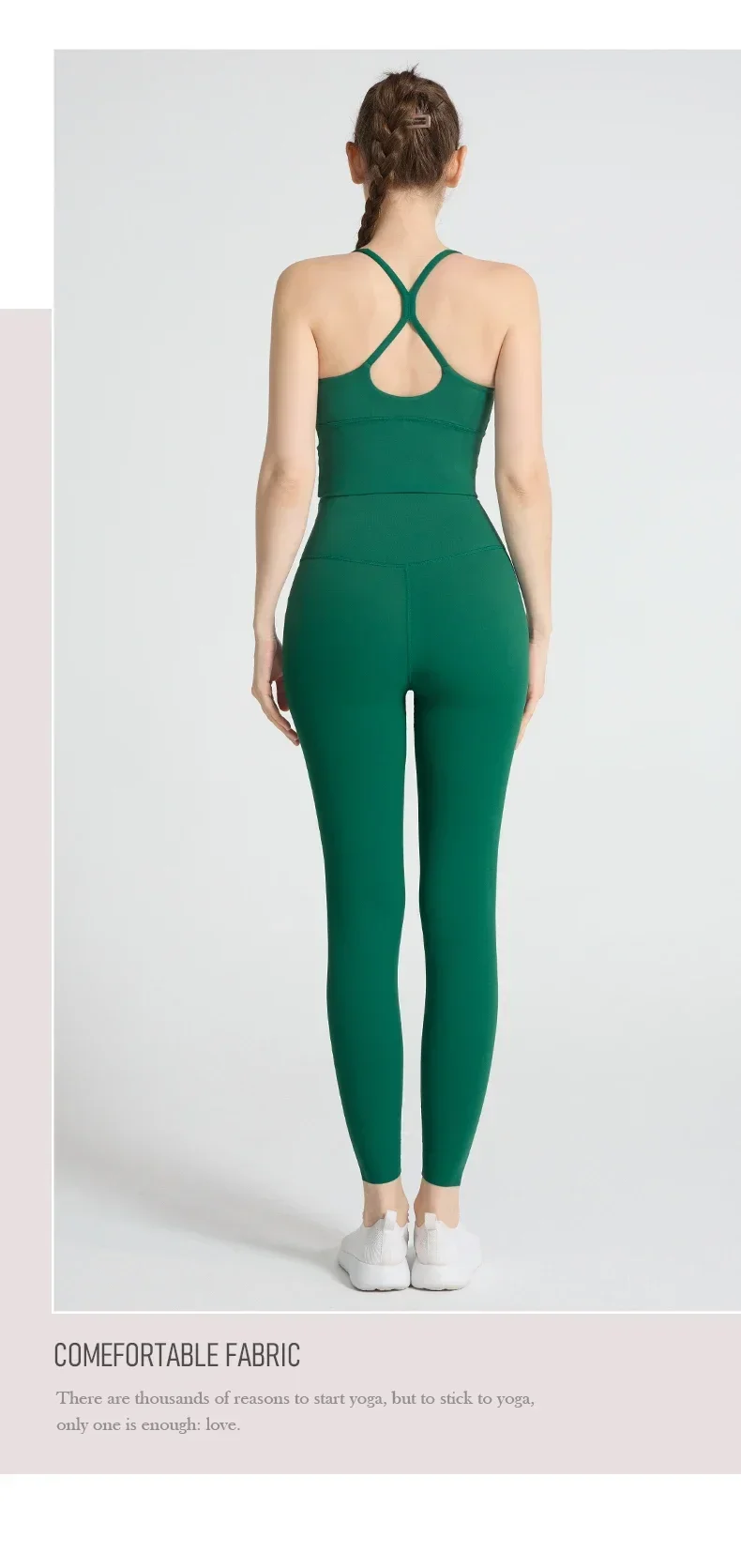 Einfarbige Weiche Damen-Sportanzüge mit Rückenkreuzdesign, Stoßfestes Sport-Top, Hochelastische Fitness-Leggings, Lauf- und Yoga-Sportsets – Detail 21