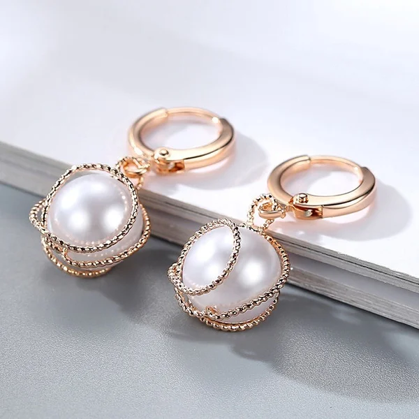 Elegant Fashion Pearl Temperament Long Earrings for Women Jewelry Winding Beads Damgle Earring Wedding Party Gift Jewelry Mujer