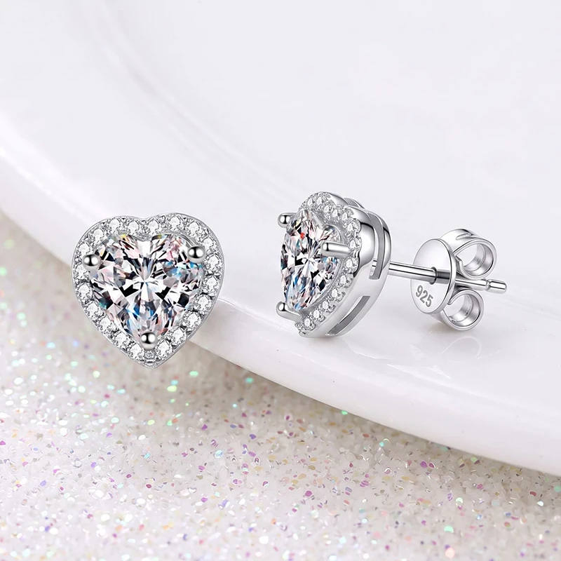 0,5-2ct D-Farbe VVS1 Herzschliff Moissanit Ohrstecker S925 Silber Halo-Fassung Ohrringe GRA-Zertifikat Edelschmuck – Detail 14