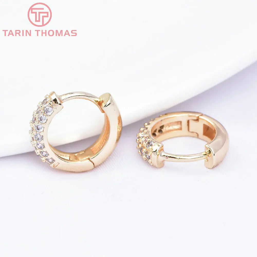 (6875) 4PCS 24K Gold Color Brass Multiple Style Earrings Hoop DIY High Quality Jewelry Making Findings Accessories Wholesale