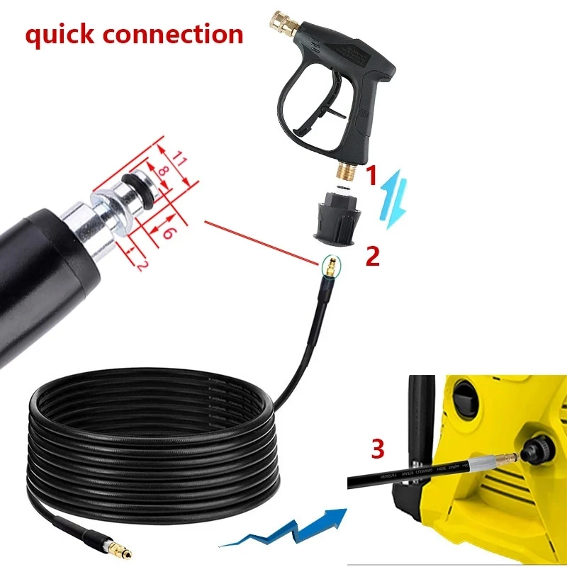 Pressure Washer Hose High Water Cleaning Hose Pipe Cord Car Washer Extension Hose Quick Coupling Adapter for Bosch Cleaning Hose