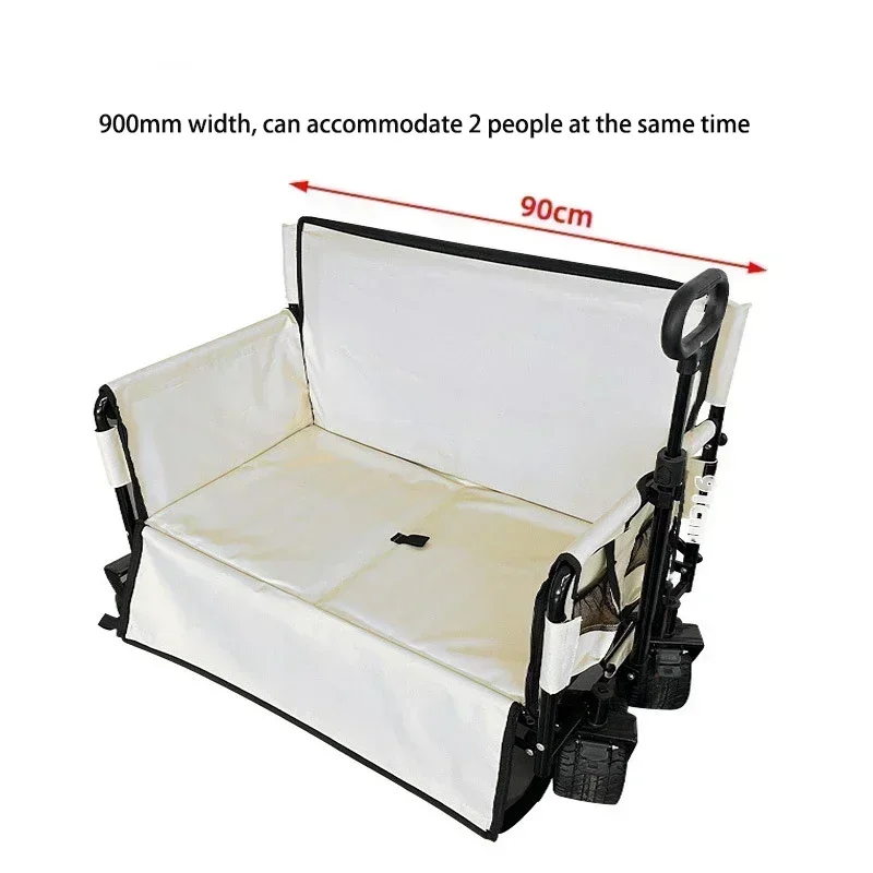 RV Outdoor Folding Cart Sofa Chair Multifunctional Sofa Fishing Cart Wagon Push Pull Big Wheels Handle Camping Cart