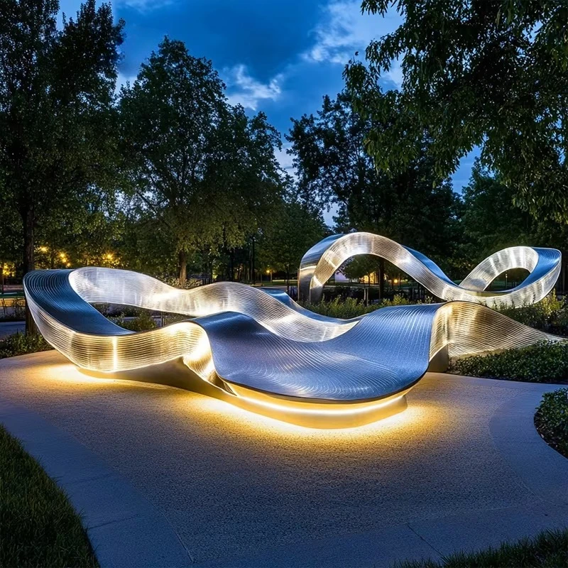 Stainless Steel Garden Sculpture Hotel Lobby Art Statue Water Feature Decoration