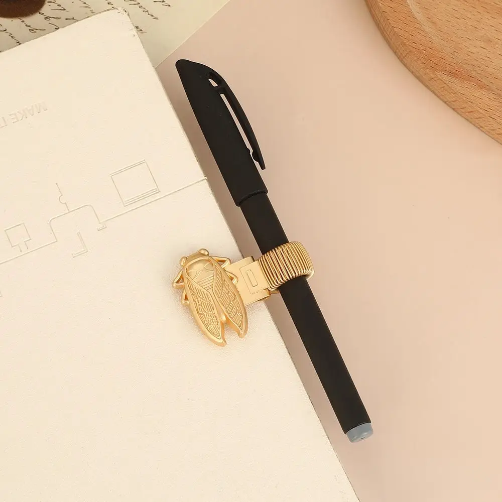 Antique Cicada And Bee Shaped Pen Holder Insert Simple Pencil Loop Tablet Accessories Aesthetic Creative Stationery Planner