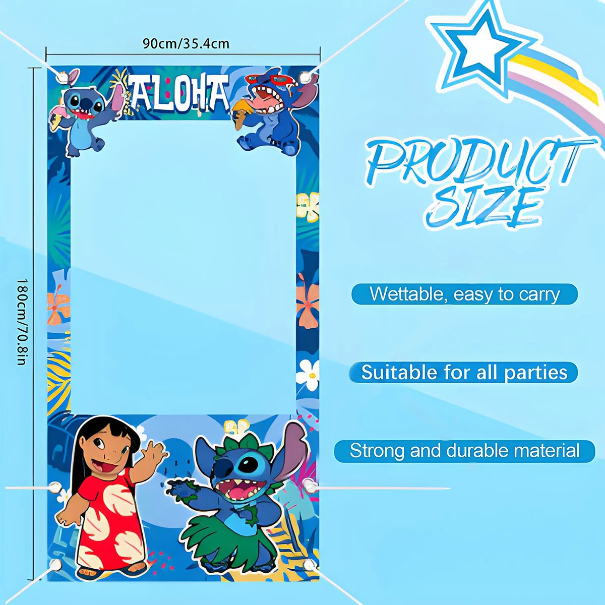 

Lilo & Stitch Photo Booth Props for Kids, Baby Shower Decor Banner, Cartoon Background, 1st Birthday Party, Shooting Backdrop