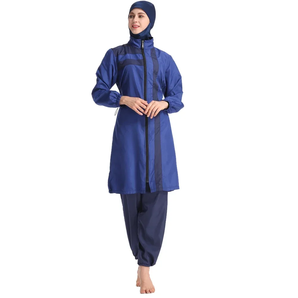 2024 New Muslim Modest Swimwear Women Hijab Long Sleeves Large Size Swimsuit 3pcs Islamic Burkini Beach Wear Bathing Suit M-4XL