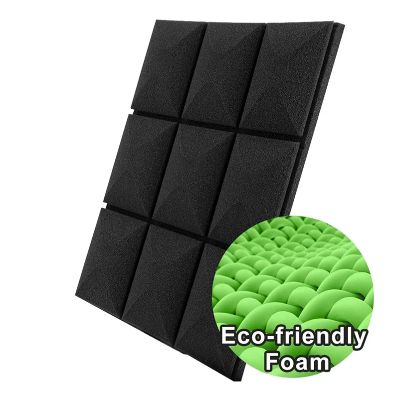 SELF-ADHESIVE Sound Proof Foam Panels,24 Pack Acoustic Foam Panels 2 Inchx12 Inchx12 Inch,For Wall,Studio,Home & Office