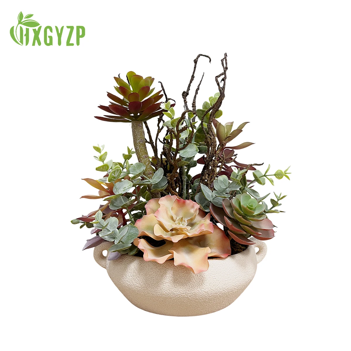 HXGYZP Artificial Succulents Plants Pots Autumn Decor Multi Plant With Creative Flowerpot Festival Party Home Decoration Bonsai